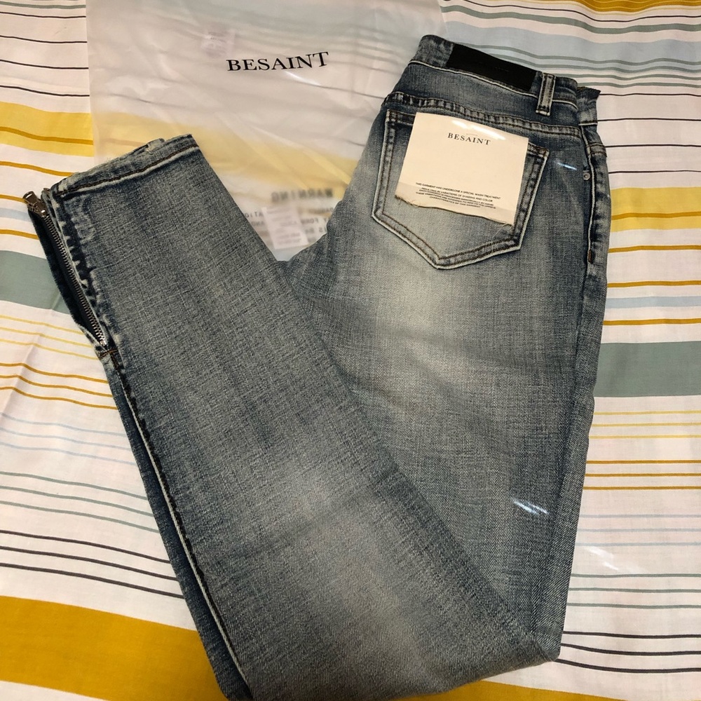 BESAINT RIPPED STONEWASH JEANS - Picture 2 of 3